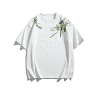 Floral Embroidered Loose Fit Short-Sleeve T-Shirt