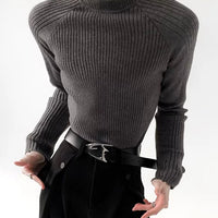 Suéter de Malha Ajustado com Gola Redonda Canelada 