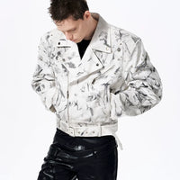 Distressed Denim Biker Jacket