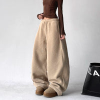 하이 웨이스트 플리스 와이드 레그 스웨트팬츠 