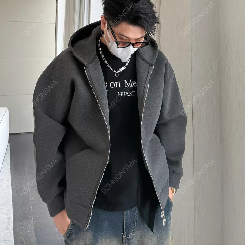 Heavyweight Hooded Zip Up Cardigan Sweatshirt