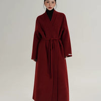 Long Wool Belted Wrap Winter Coat