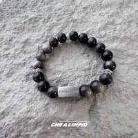 "Für immer" Metallplatte Perlenarmband 