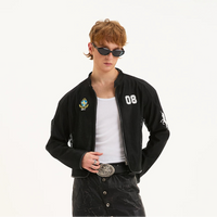 Veste de moto en maille avec broderie de cheval 