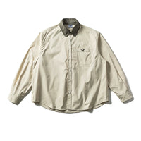 Camisa casual de manga larga con cuello en bloque de color 