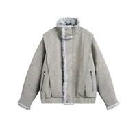 Veste d'hiver en fausse cuir avec doublure en fourrure 