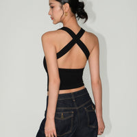 패딩 크로스백 슬리브리스 슬림핏 탱크탑 