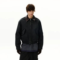 جاكيت شتوي بيلوت مع طوق جلدي 