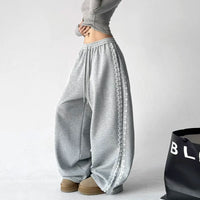 Теплые широкие брюки с кружевом на флисе 