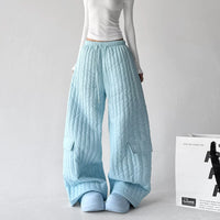 퀼팅 와이드 레그 카고 팬츠 