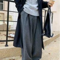 سروال صوف شتوي واسع الساق مزخرف 