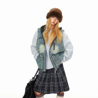 Washed Distressed Denim Hooded Vest