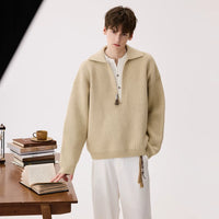 سويت شيرت محبوك بياقة لابيل 