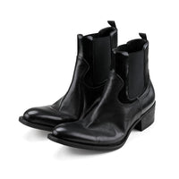 가죽 뾰족 코 첼시 부츠 
