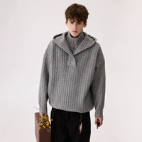 سويت شيرت محبوك متعدد الطبقات برقبة مرتفعة مخططة 