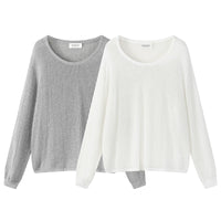 가벼운 니트 풀오버 스웨터 크루넥 탑 