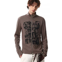 Grafik Stand Yaka Fermuarlı Polar 