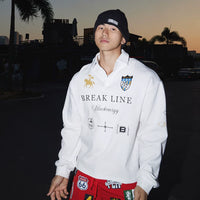 Retro Sporty Embroidered Polo Sweatshirt