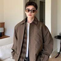 플래드 패치워크 라펠 바른 스타일 재킷 