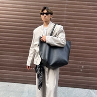 Grand sac fourre-tout en cuir rétro à grande capacité 