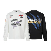 Grafik Baskılı Yuvarlak Yaka Uzun Kollu Tişört 