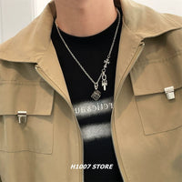 Sword Dice Pendant Chain Necklace