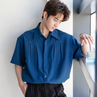 Camisa de Lapela de Negócios de Manga Curta 