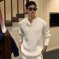 قميص هينلي بأكمام طويلة محبوك مخطط 