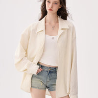 Hollow Long Sleeve Collared Shirt