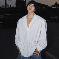 Rahat Fit Dikey Çizgili Uzun Kollu Gömlek 