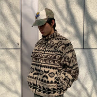 Retro Pattern Fleece Zip Jacket