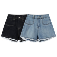 Lace Trim Denim Shorts Casual Pants
