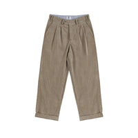 بنطلونات واسعة الساق مزدوجة الطيات من قماش الكوردuroي 