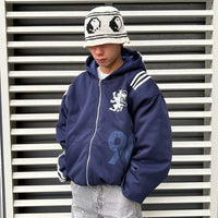 Oversized Zip-Up Hooded Sweatshirt Jacket