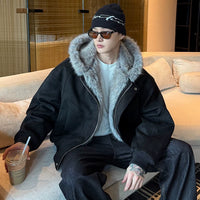 Giacca invernale con cappuccio in pelliccia sintetica foderata in pile 