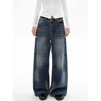 Retro Yıpranmış Geniş Paça Pantolonlar 