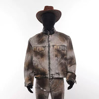 Veste en denim déchiré de style Wasteland 