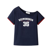 Off-Shoulder Slim Fit Graphic T-Shirt