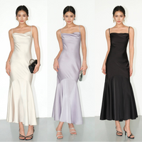 Saten Balık Kuyruğu Salıncak Kayma Elbisesi 