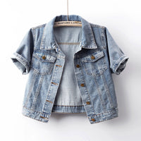 Jaqueta Jeans Slim de Manga Curta 