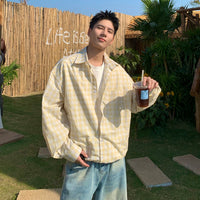 Camisa de cuadro suelta con cuello 