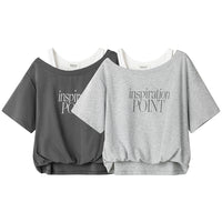 Letter Print Off-Shoulder Top