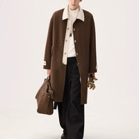 معطف شتوي طويل مزدوج الوجه من الصوف 