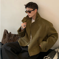 Veste en laine surdimensionnée à revers court 