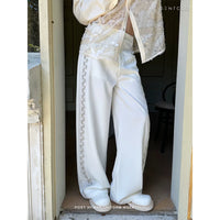 Beaded Side Stripe Loose Casual Pants