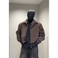 Padded Shoulder Leather Bomber Jacket
