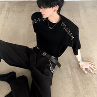 Metal Pin Omuz Yastığı Bol Kazak 