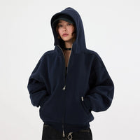 Sudadera con capucha de cremallera y cuello alto 