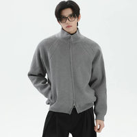 سترة سحاب محبوكة بياقة واقفة 