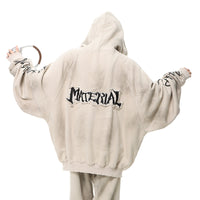 Sweatshirt à capuche zippé surdimensionné déchiré 